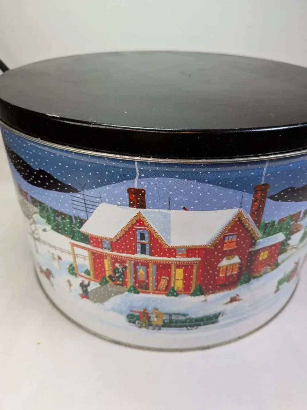 Large Winter Wonderland Decorative Tin Farmhouse Decor Red Barn Covered Bridge